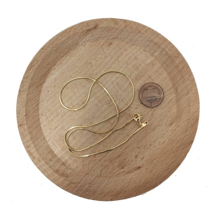 Aim Eternal - Wholesale Link & Chain Necklace - Gold Mini Round Snake Herringbone Chain 1mm 18 inch Necklace WA-1742