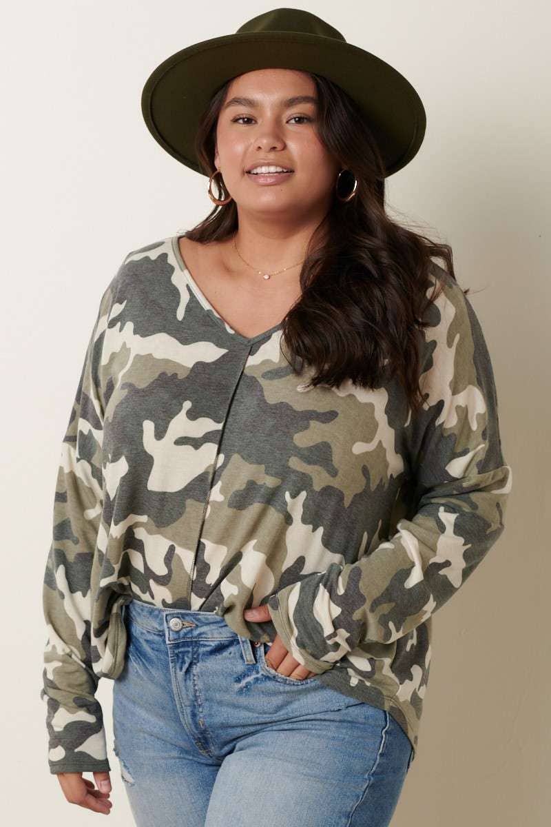 mittoshop – wholesale Stickad topp - Dam – PLUS CAMO V-RINGAD STICKAD TOPP2