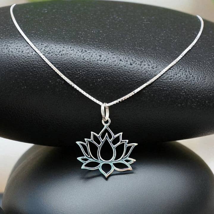 Lotus in Full Bloom Pendant – Sterling Silver for wholesale by The Green Gecko