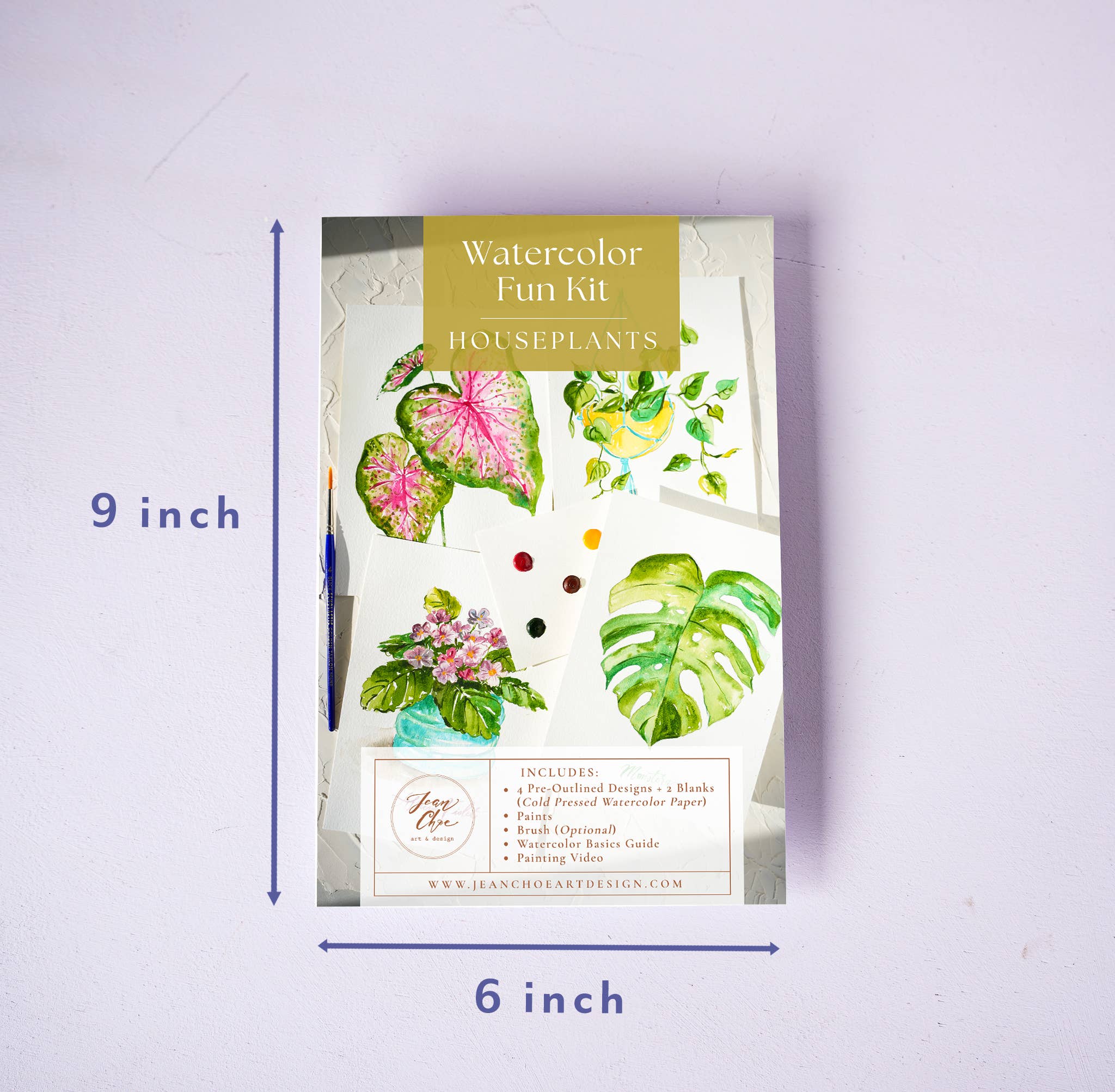 Jean Choe Art & Design - Wholesale DIY Craft Kit - Houseplants Watercolor Painting Kit with Paint & Brush6