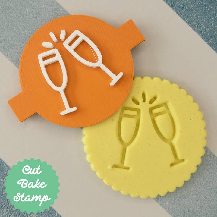Verres à champagne Cookie Biscuit Embosser Stamp Celebration pour la vente par Cut Bake Stamp