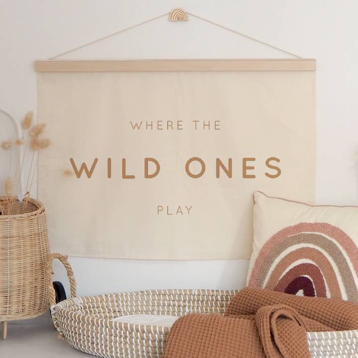 Where The Wild Ones Play Wall Hanging - Choose your own vinyl colour 70x50cm for wholesale by Little M