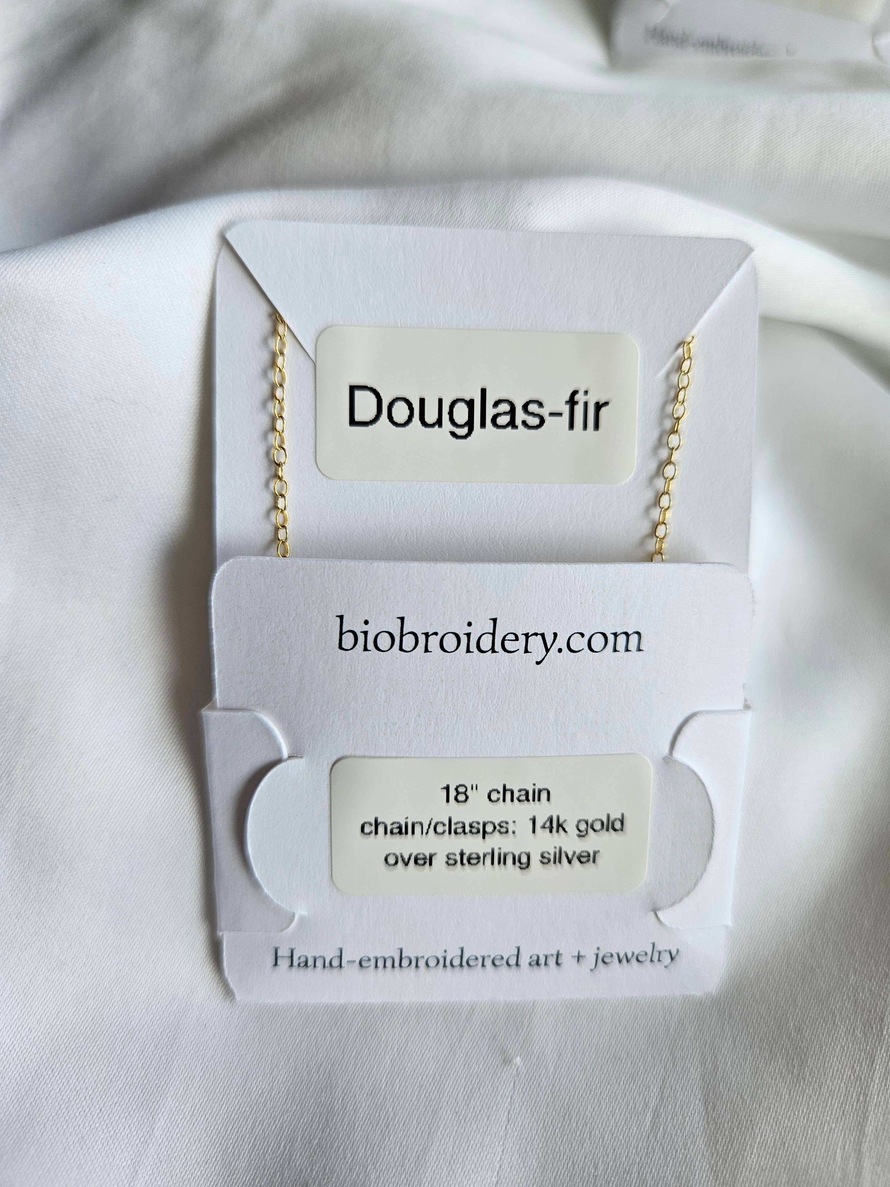 Biobroidery - Wholesale Pendant/Charm Necklace - Hand-embroidered Douglas-fir tree pendant4