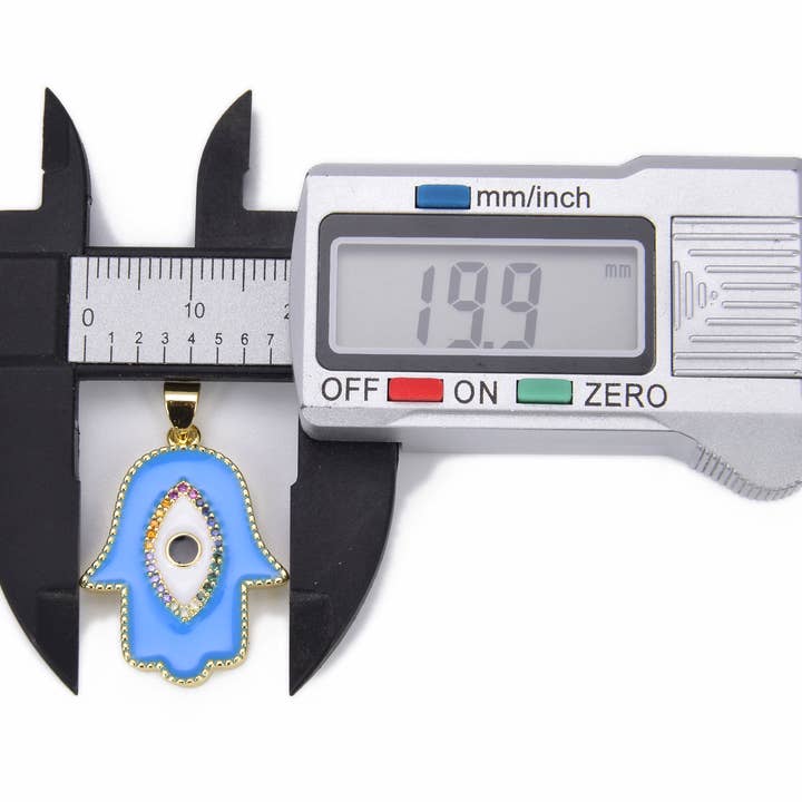 Beads Creation - Wholesale Individual charm/pendant - Enamel Hamsa Hand Charm Pendant in Gold Filled, CP8333