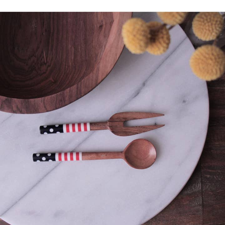 Global Crafts - Wholesale Appetizer Serveware - PACK OF 5 - Set of 2 Acacia Wood Appetizer Set6