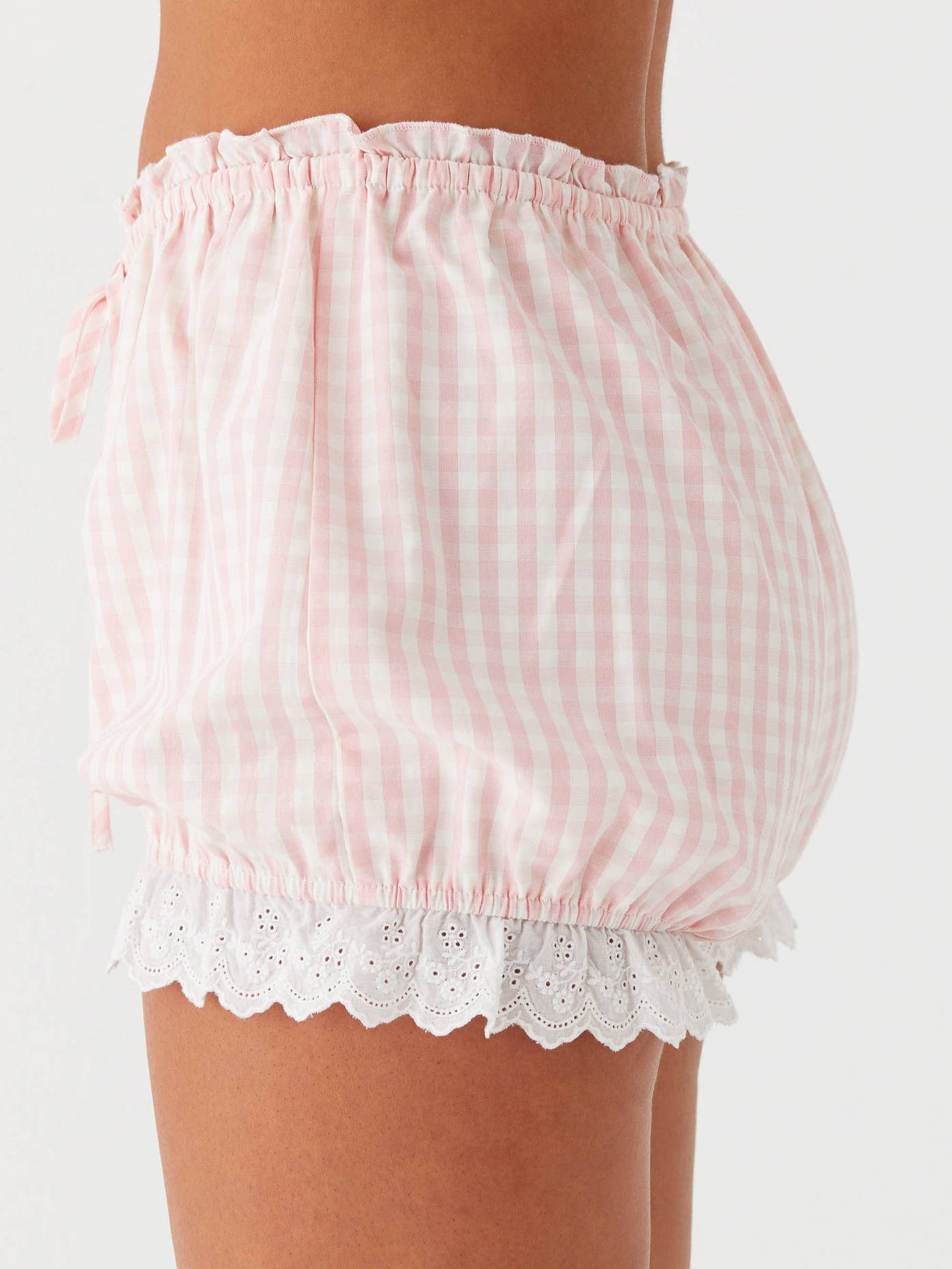 Pink Versatile Bow-Decorated Plaid Panel Shorts for wholesale on Faire1