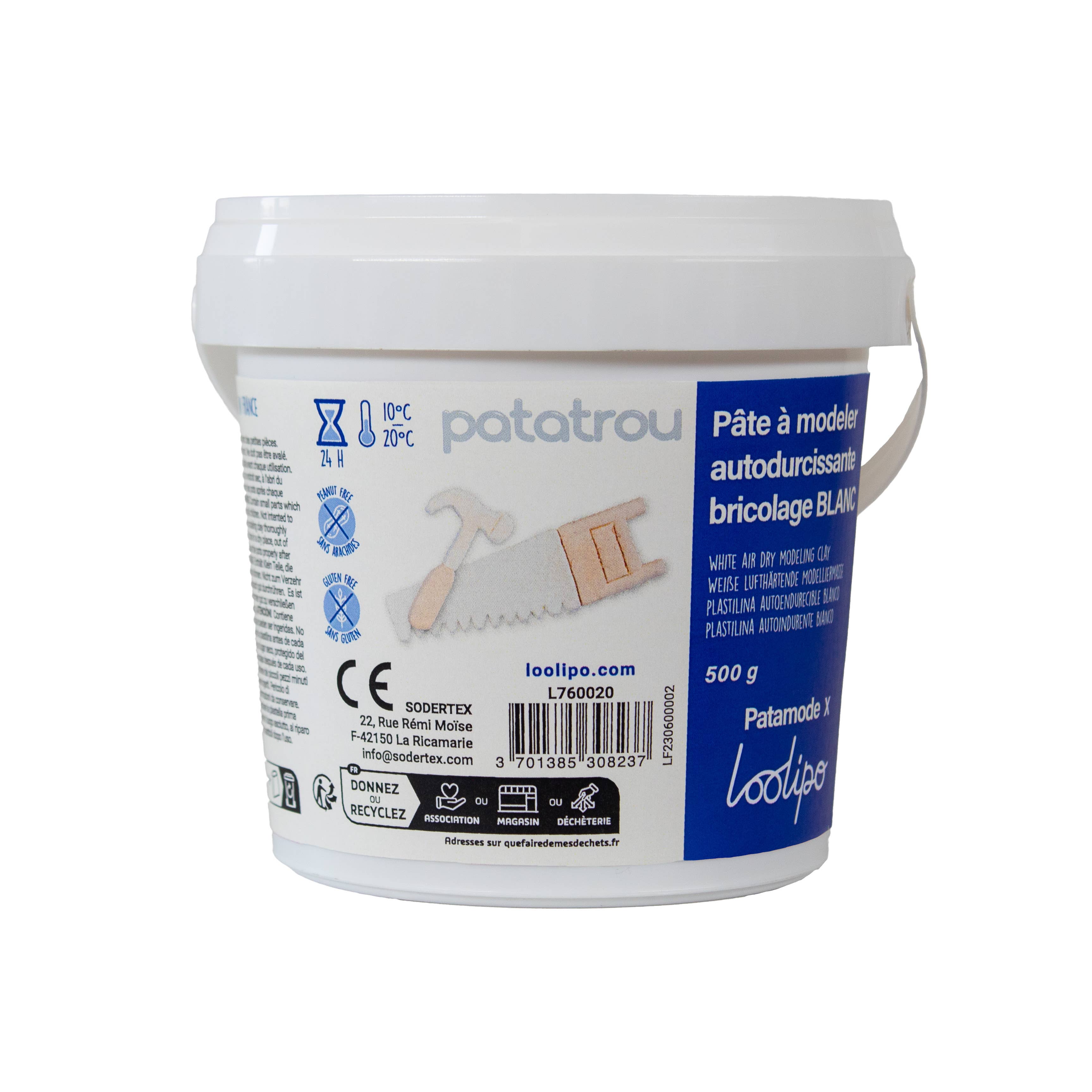 LOOLIPO – Engroshandel Legeslim - Børn – Selvhærdende modellervoks - 500 g - hvid3