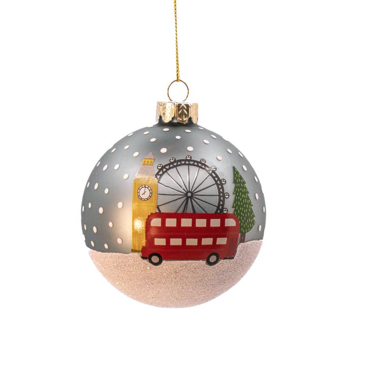 Sass & Belle Europe - Wholesale Christmas Decoration - London Scene Glass Bauble