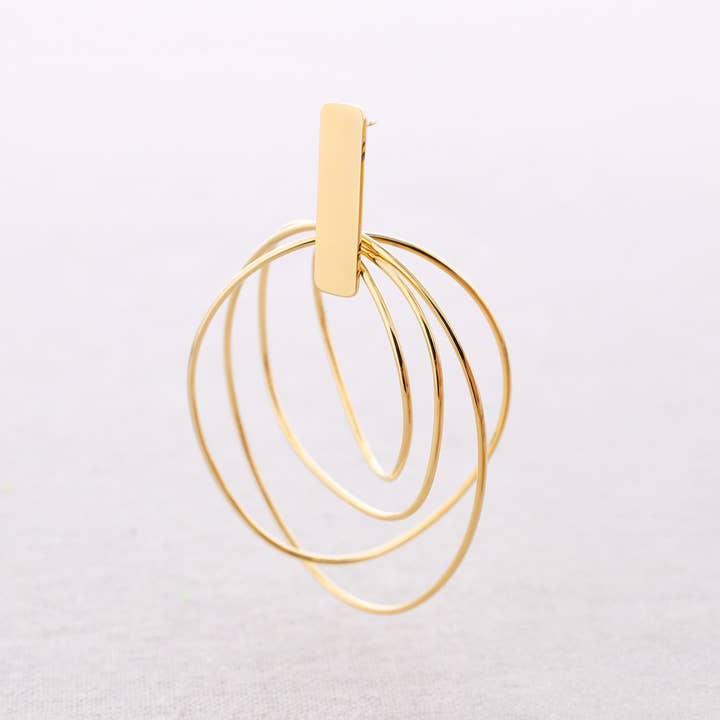 gold Hanging Steel Earrings 4 Hoops for wholesale on Faire1