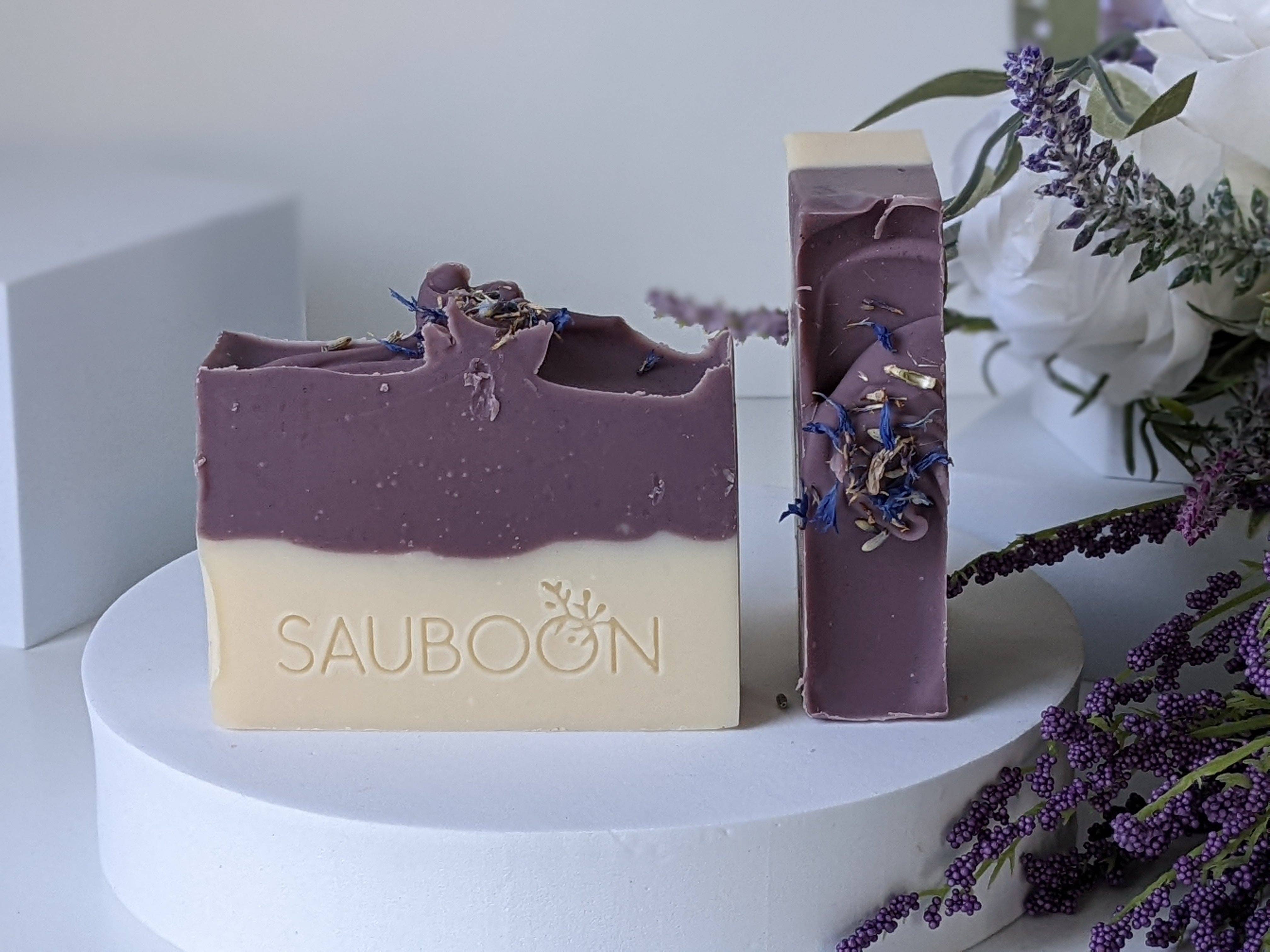 LAVENDER + purple Brazilian clay for wholesale by SAUBOON Handcrafted Soaps