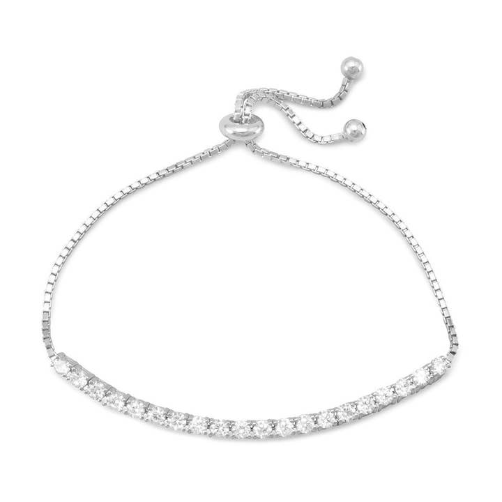 Rhodium Plated CZ Bolo Bracelet for wholesale by Silver Stars Collection