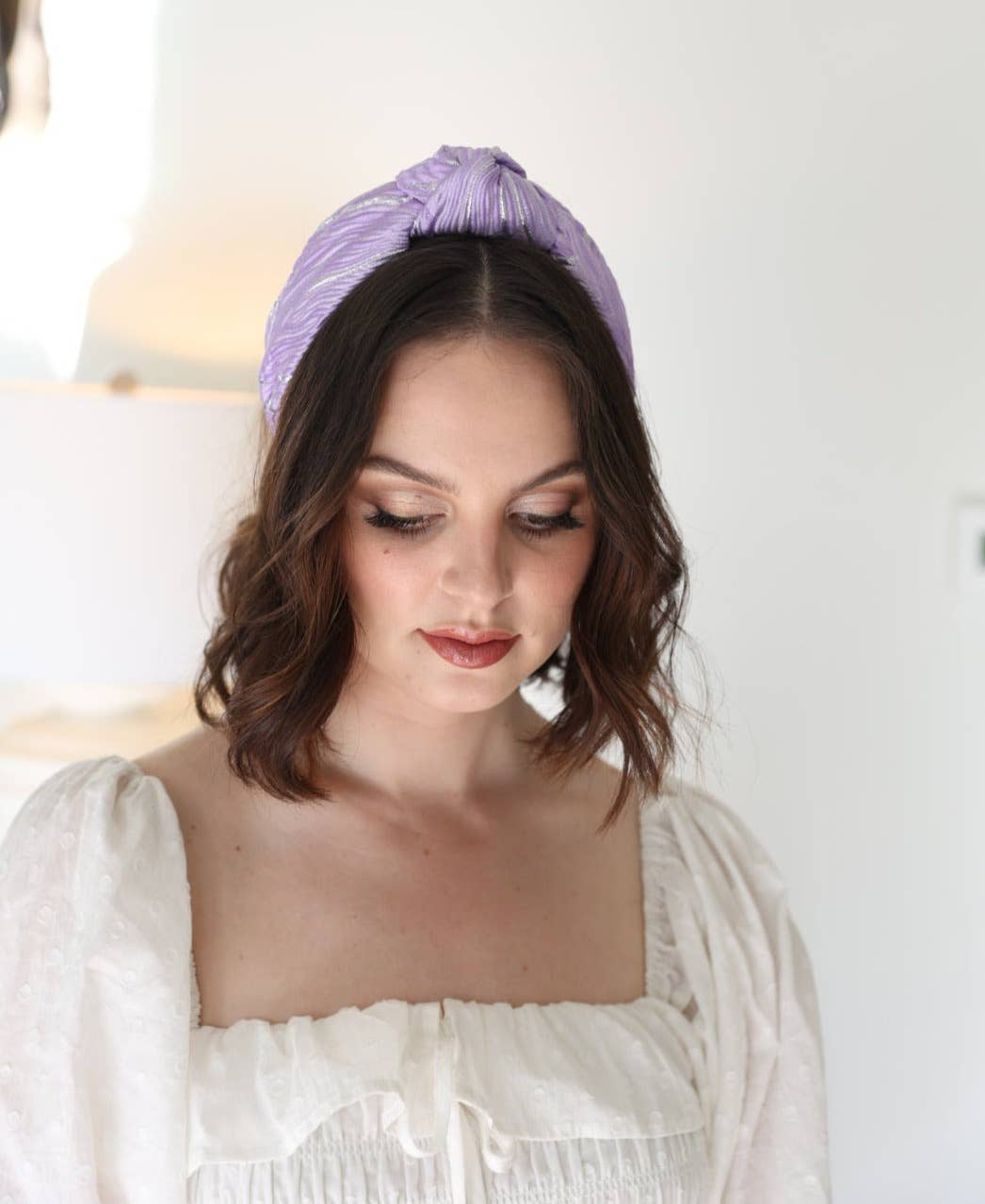 La Bella - Wholesale Fashion Headband - Women's - Lavender Swirl Jacquard Knotted Headband2