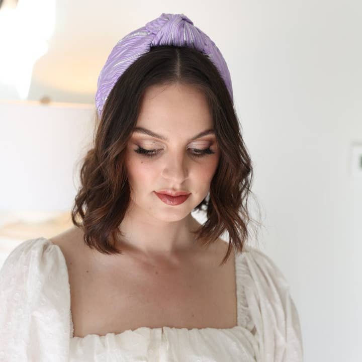 La Bella - Wholesale Fashion Headband - Women's - Lavender Swirl Jacquard Knotted Headband2