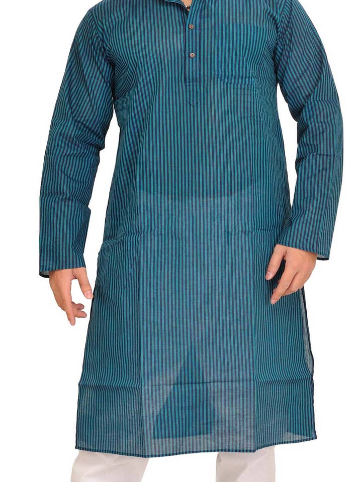 Casual kurta pyjamaset met bedrukte strepen voor wholesale door Exotic India Art