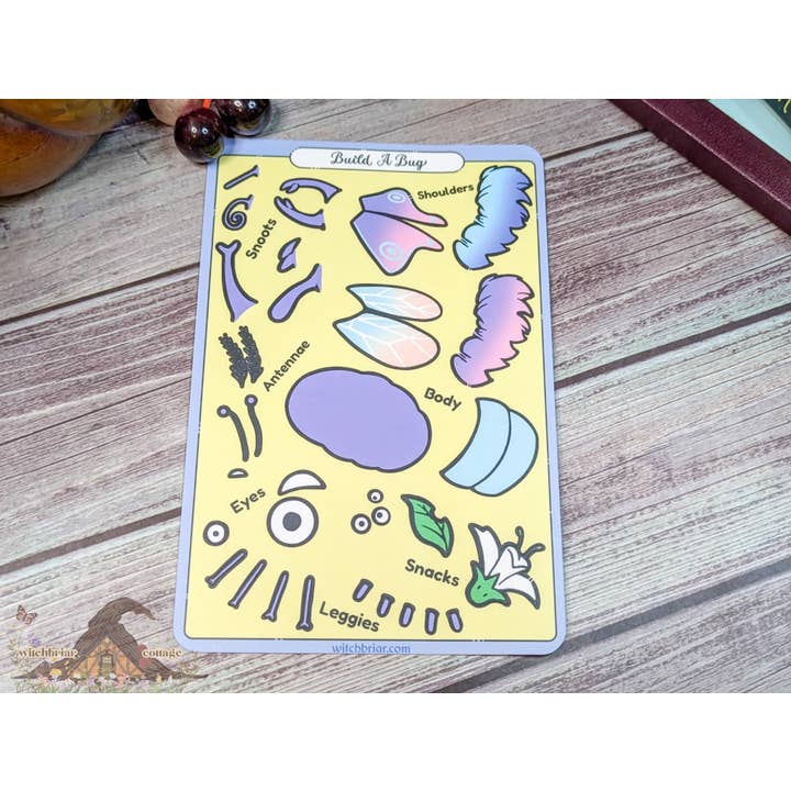 Planche d'autocollants en vinyle 4x6 Build-A-Bug pour ordinateurs portables et agendas pour la vente par Witchbriar Cottage
