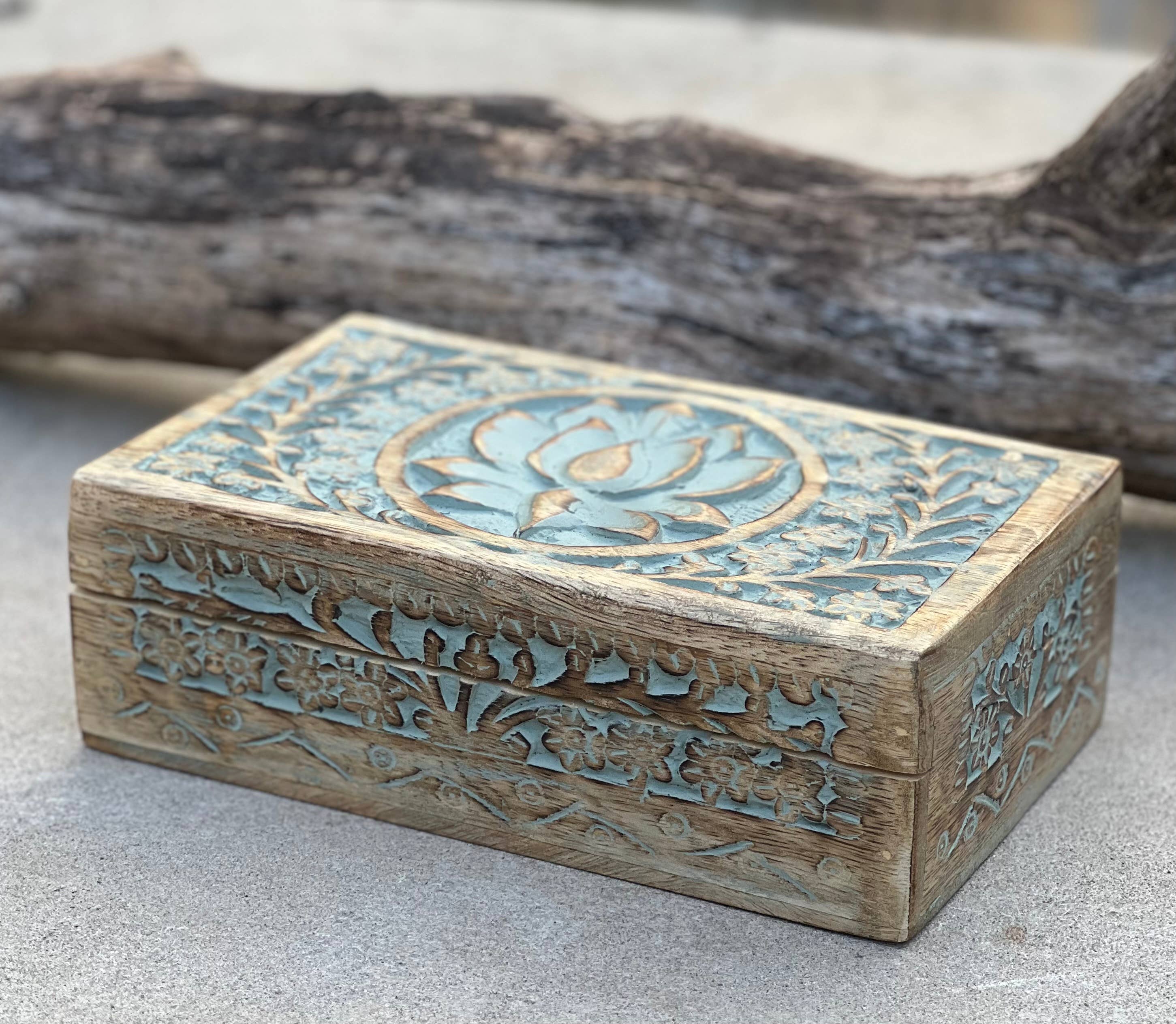 Lungta Imports - Wholesale Jewelry Box/Organizer - Hand Carved Lotus Wooden Box Keepsake Jewelry Watch Storage5