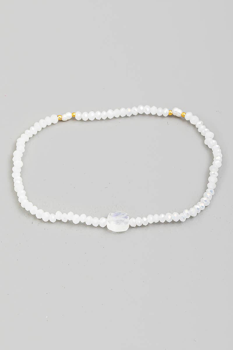 The Looks by Fame Accessories - Vente Bracelet de perles - Bracelet à breloques en cristal carré perlé6