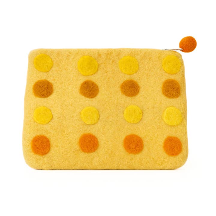 Honey Felt Zipper Pouch, Yellow for wholesale by Global Crafts