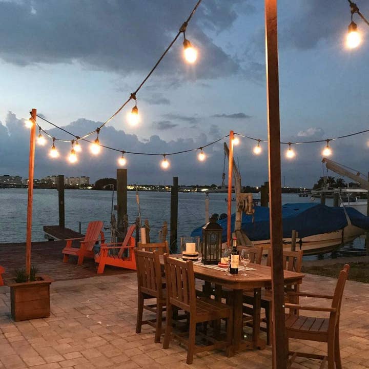 OutdoorSolarOutlet - Wholesale String Lights - 48F Solar Powered String Lights Waterproof LED Indoor/Outdoor Hanging Edison Bulb Lights with 15 Bulbs - Patio Lights