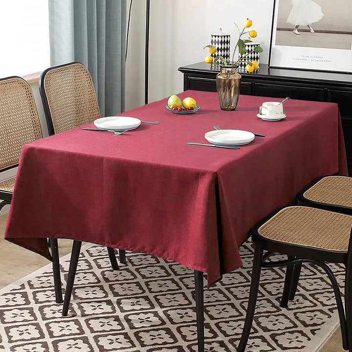home mart goods - Wholesale Tablecloth - Burgundy PEVA Vinyl Tablecloth With Flannel Back Table Cover4