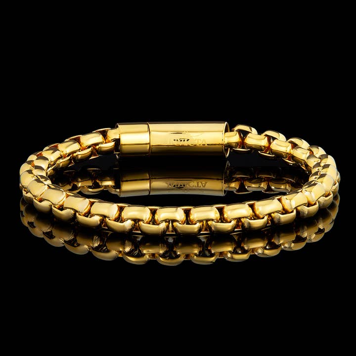 West Coast Jewelry - Wholesale Link & Chain Bracelet - Invicta Jewelry Polished Box Chain Steel Bracelet (8mm) - 9"9