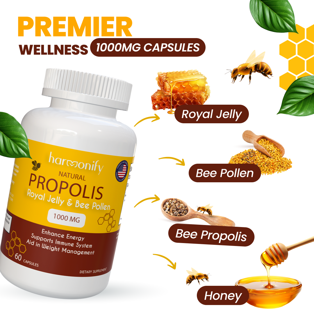 HARMONIFY - Wholesale Oral Supplement/Vitamin - Natural Propolis, Royal Jelly Bee 1000mg for Immune Support2