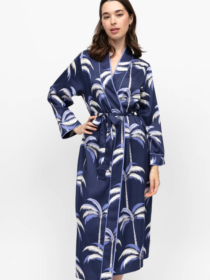 Chancery Palm Print Long Sleeve Dressing Gown for wholesale by Cyberjammies