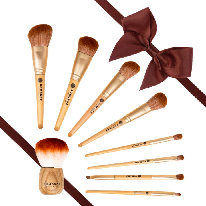 Christmas 9-Piece Vegan Brush Set | Eco-Luxury, Cruelty-Free Makeup Collection for wholesale by bomonde