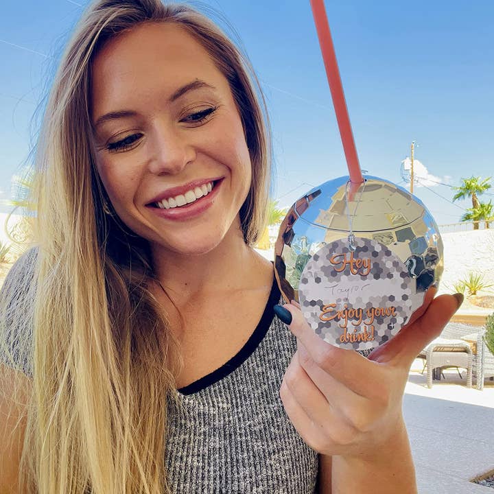 Bolaras – wholesale Engångskopp – Bolaras Silver Disco Ball Cup med Namnbricka (Set om 4)3