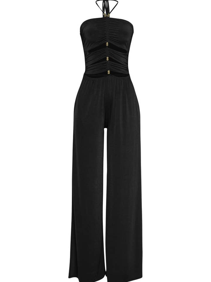 Cutout front wide leg jumpsuit for wholesale by K Too