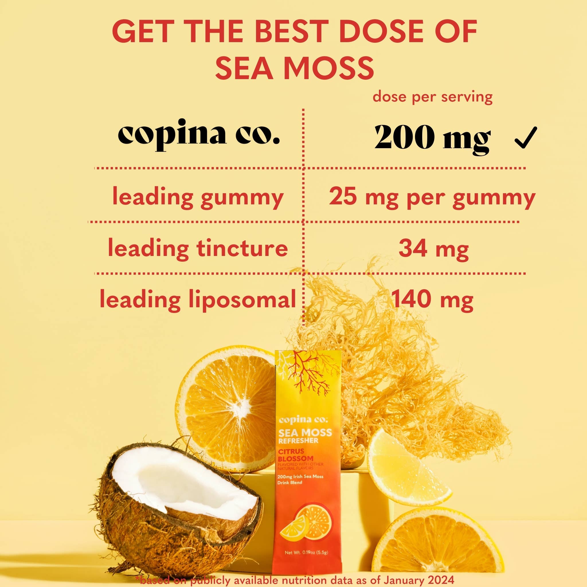 Copina Co. - Wholesale Drink Mix - Citrus Blossom Sea Moss Refresher Drink - 8 Stick Pk Carton5