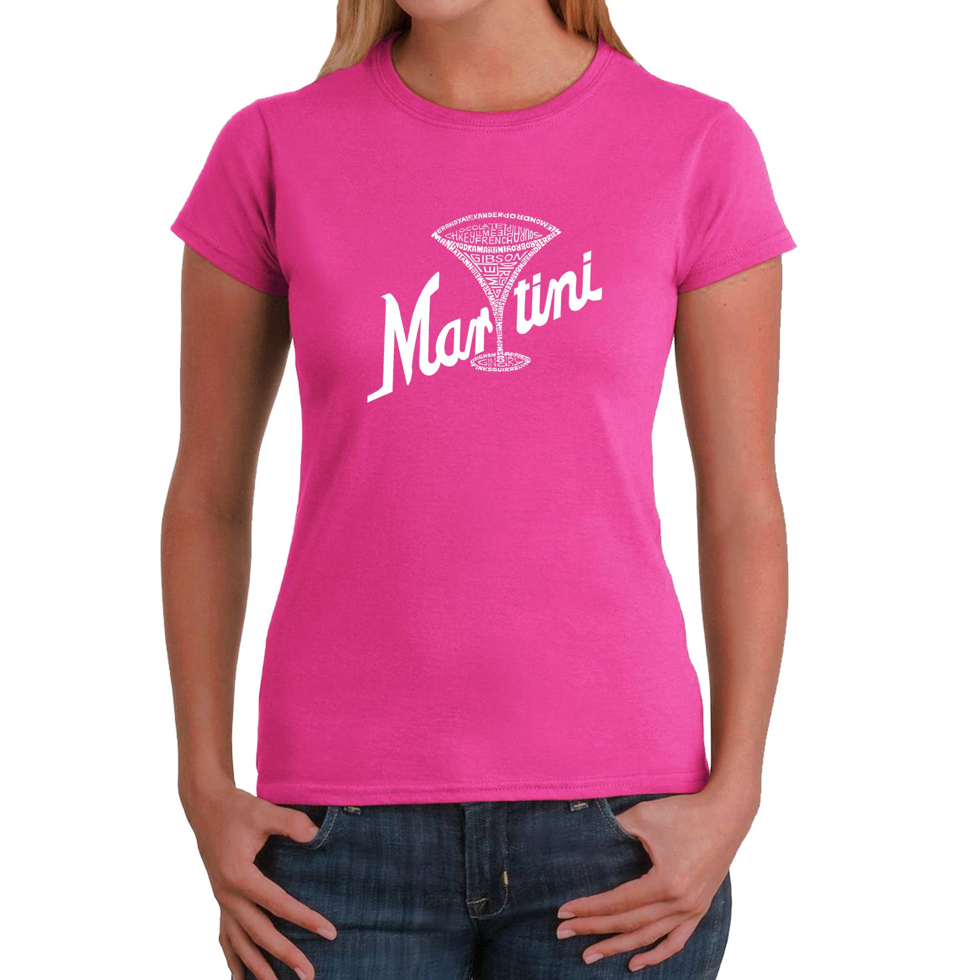 LA Pop Art - Wholesale Screen Printed T-Shirt - Women's - LA Pop Art Women's Word Art T-Shirt - Martini3