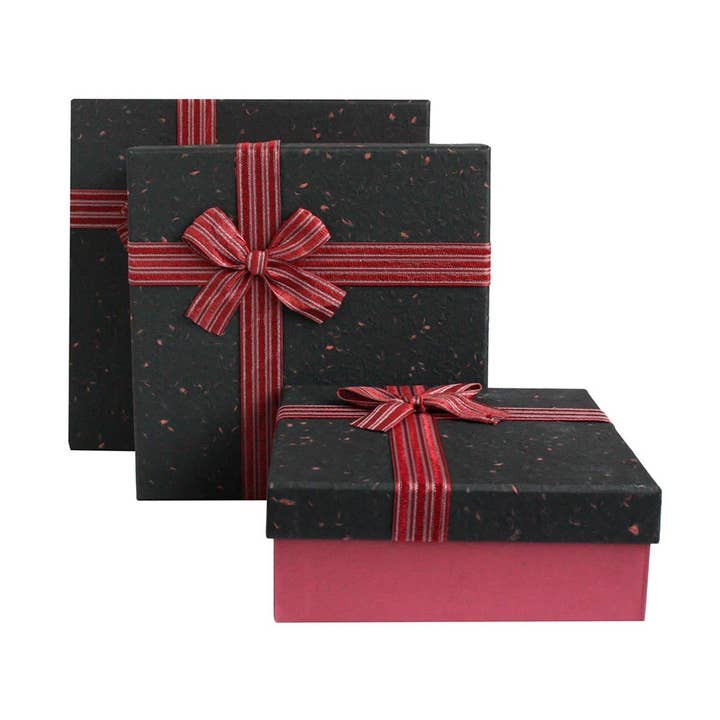 Caixas de Presente Elegantes Borgonha/Preto - Conjunto de 3 por atacado de Emartbuy