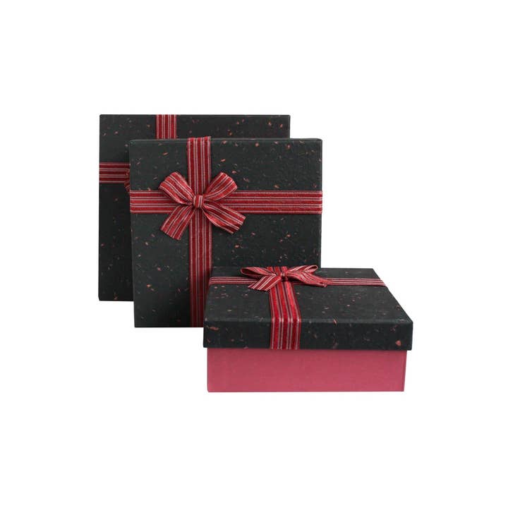 Elegant Burgundy/Black Gift Boxes - Set of 3 for wholesale by Emartbuy