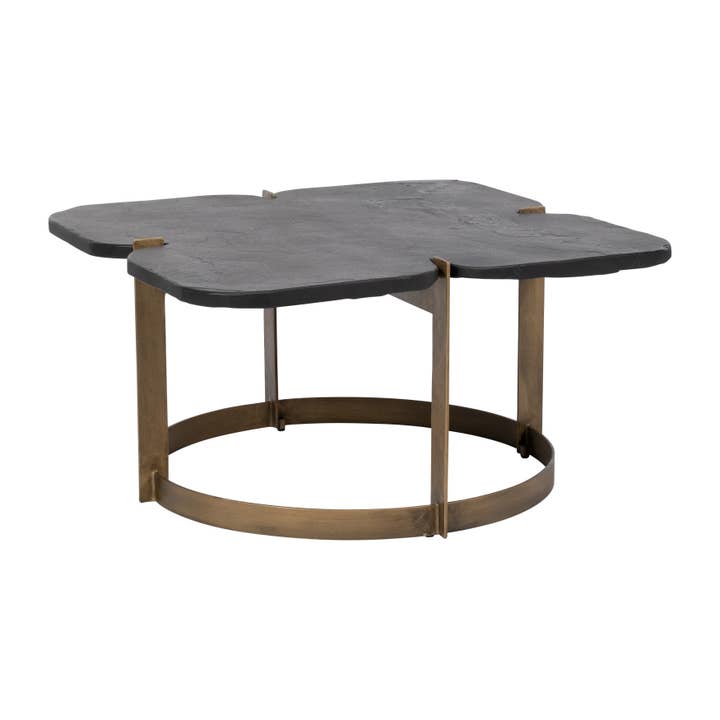 Sagebrook Home - Wholesale Coffee Table - 32 in.Black/Gold Metal and Stone Square Coffee Table