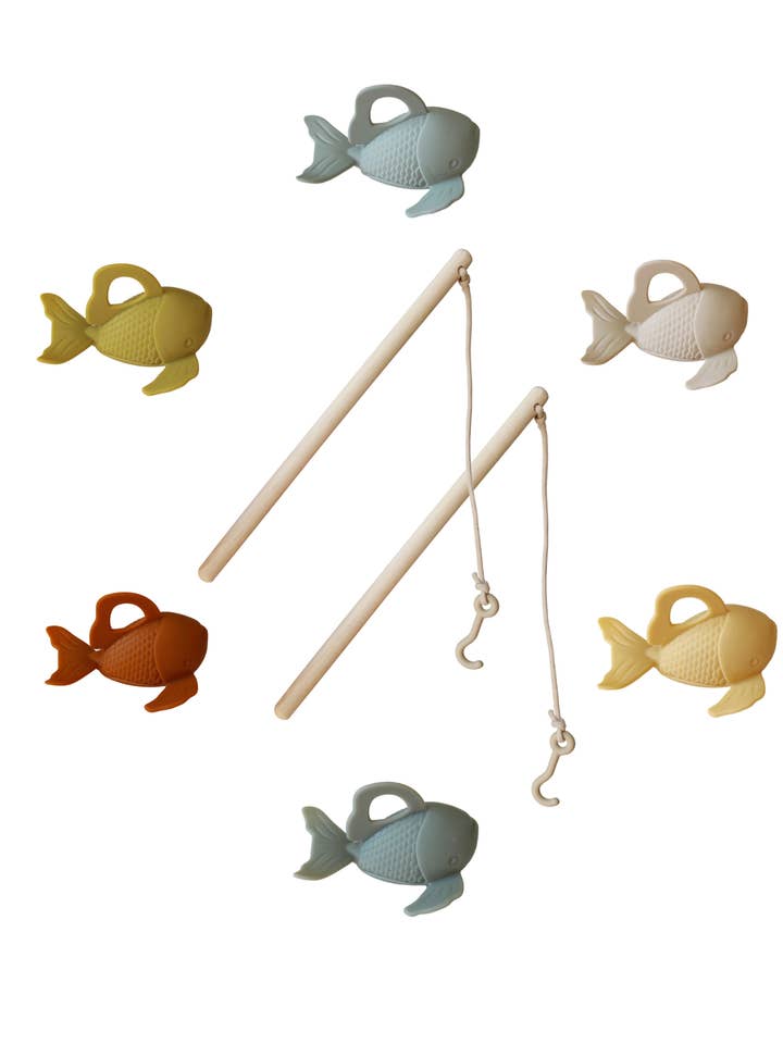 Silicone and Wood Fishing Play Set for wholesale by Marlowe & Co