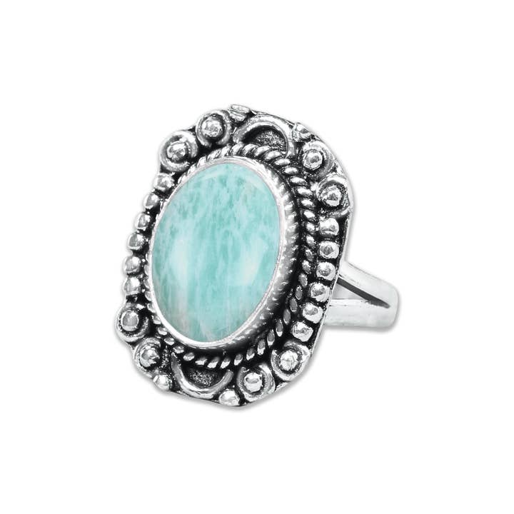 Handmade Jewels - Wholesale Cocktail/Statement Ring - Amazonite Rings – Handmade, Silver-Plated, Assorted Boho Designs (US Sizes 6–10)20