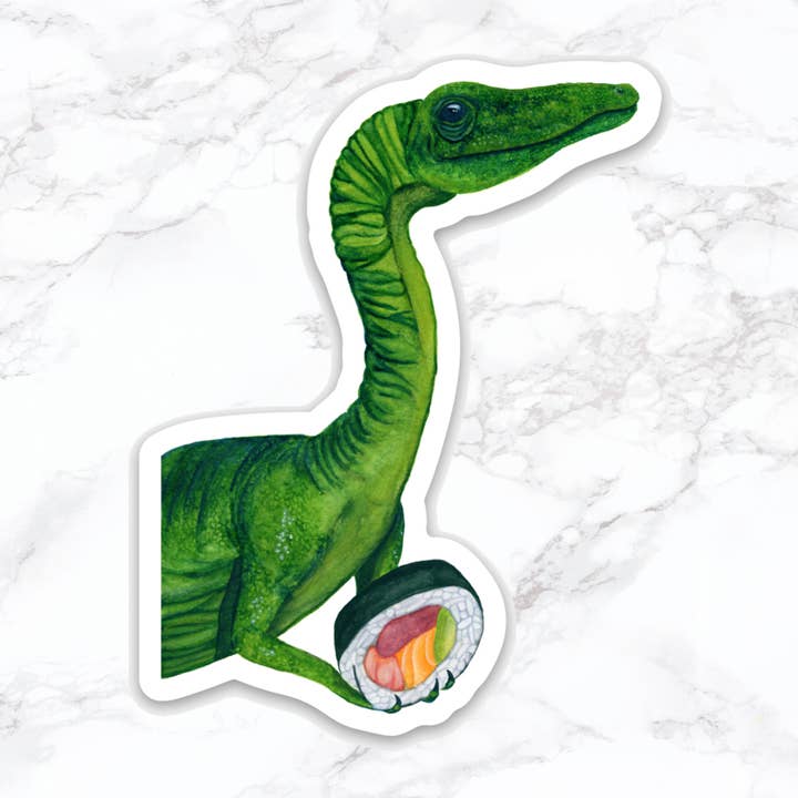 Compsognathus mit Sushi-Aufkleber für den Großhandel von Alasse