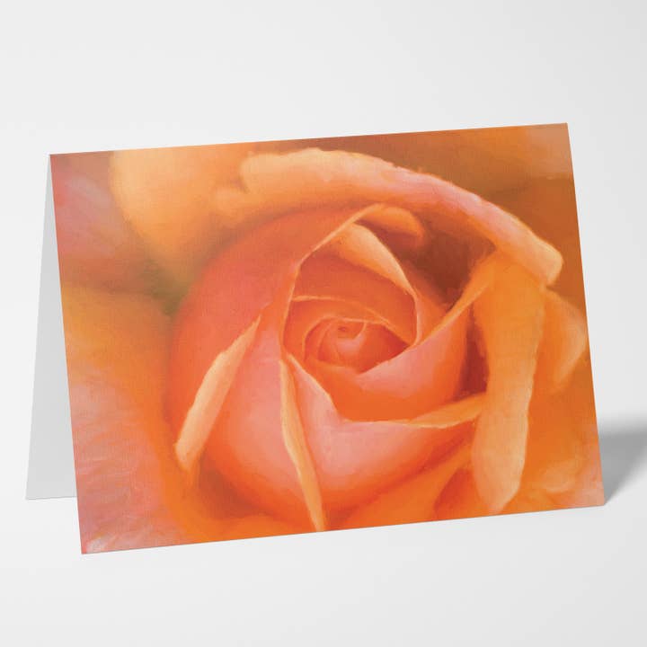 Easy Orange Rose Flower Single 5x7 Greeting Card for wholesale by Sheryl’s Virtual Garden