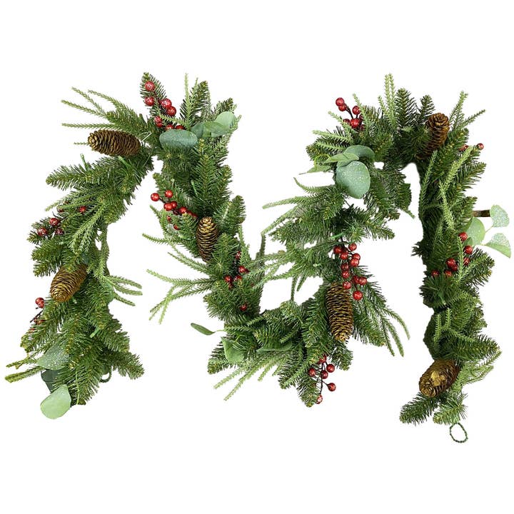 Santa’s Workshop Inc. - Wholesale Christmas Decoration - 6' Mixed Pine & Berry Garland, 120 Tips1