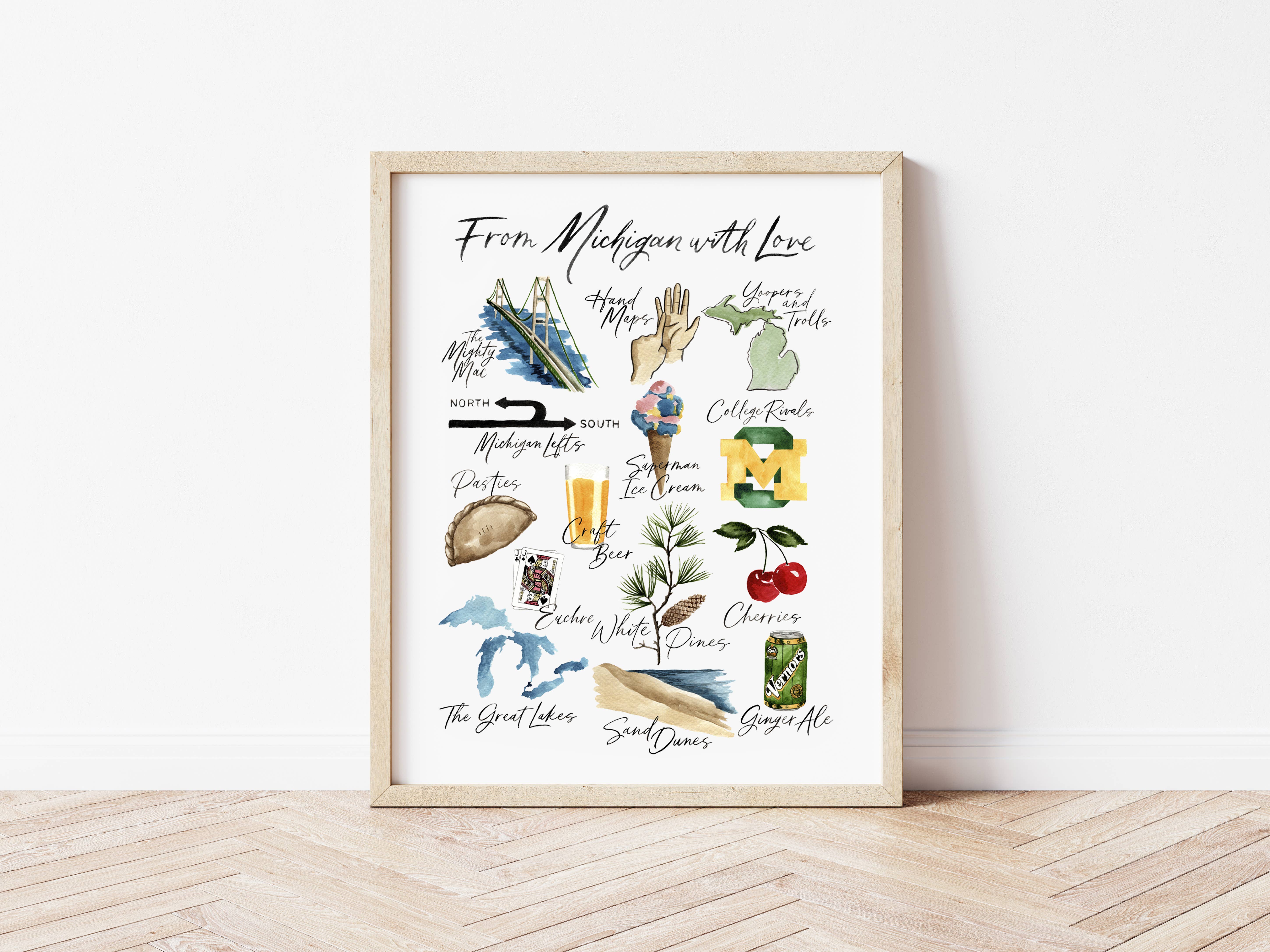 NorthHouse Creative Co. - Wholesale Art Print - "From Michigan with Love" Classic Michigan Watercolor Print7