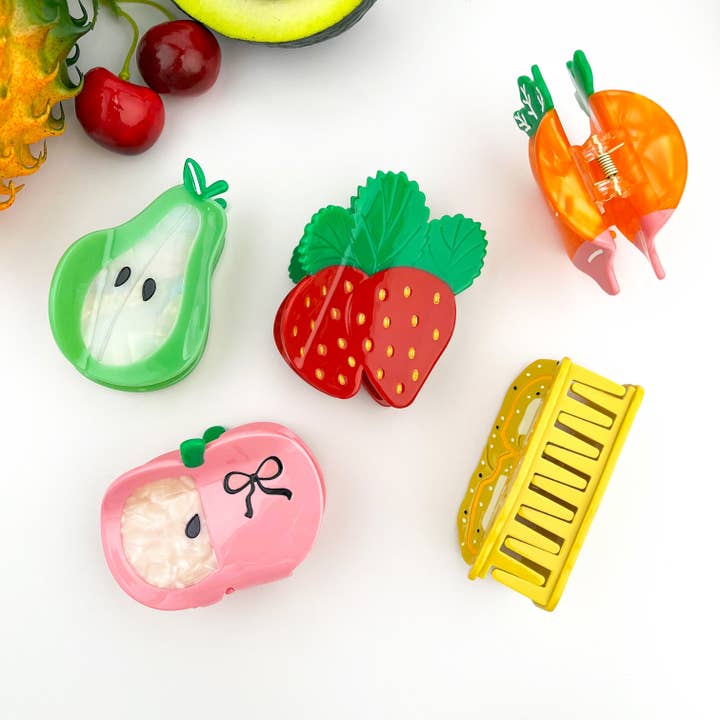 TheDivaSoap - Vente Pince à cheveux – femme - Pince à cheveux motif fruits frais, fraise et carotte5