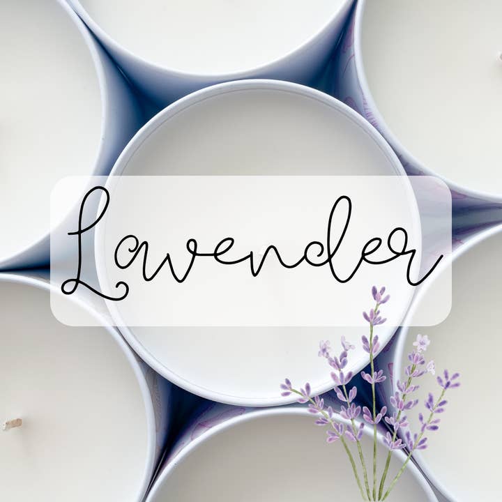 6 Lavender + Musk Tin Candles Unlabeled / No Branding for wholesale by Pink Sugar Soapery, LLC.