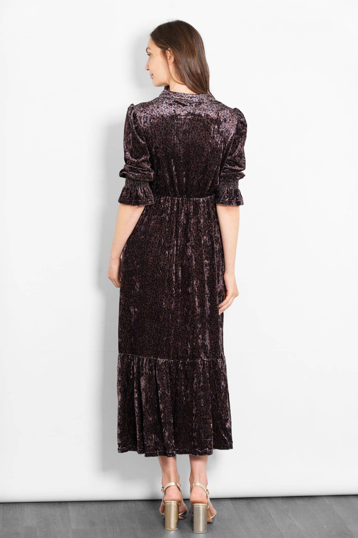 Sarta – wholesale Dress – Women's – Pandora V-Neck Midaxi Dress- Brown, Velvet Leopard3