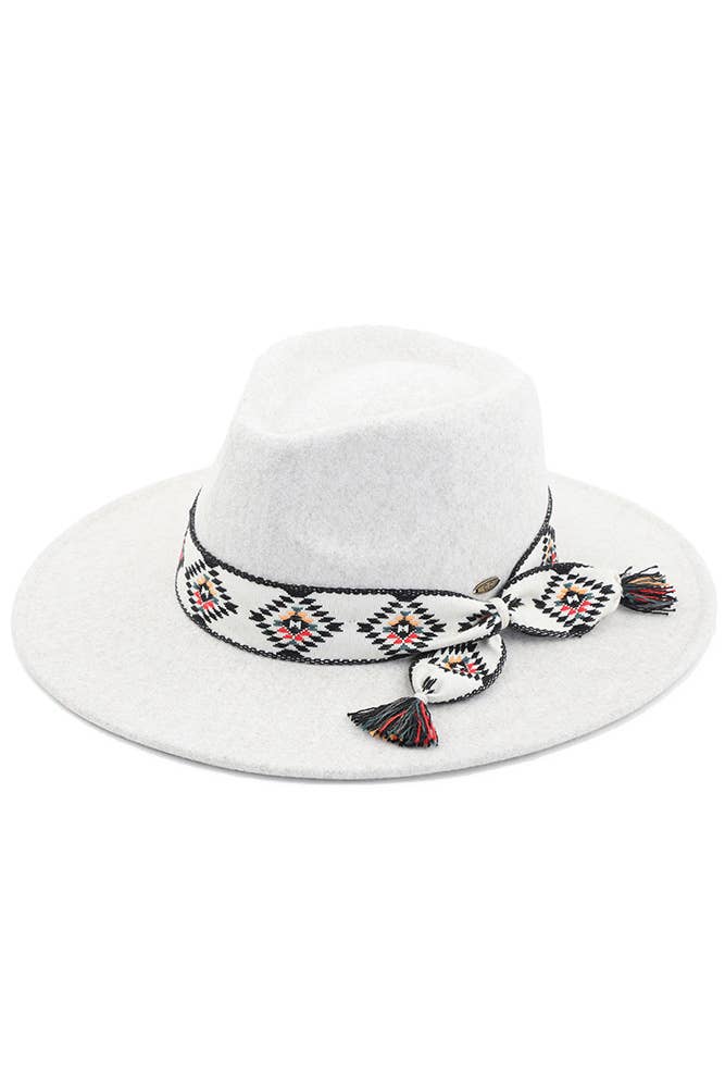 Hana – Fedora - Mulher por atacado – C.C Aztec Trim Band Vegan Felt Panamá1