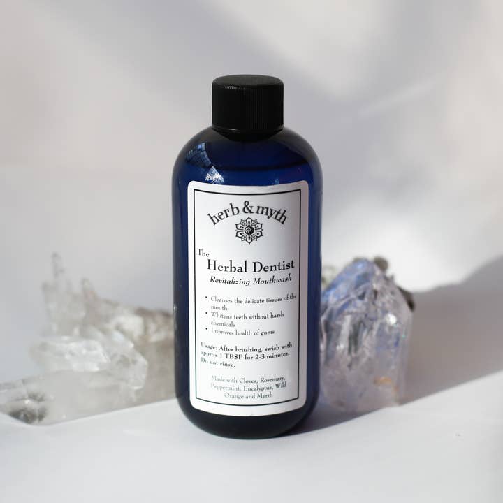 Herbology Skincare - Wholesale Mouthwash - The Herbal Dentist Mouthwash (Cobalt Blue Plastic Bottle)