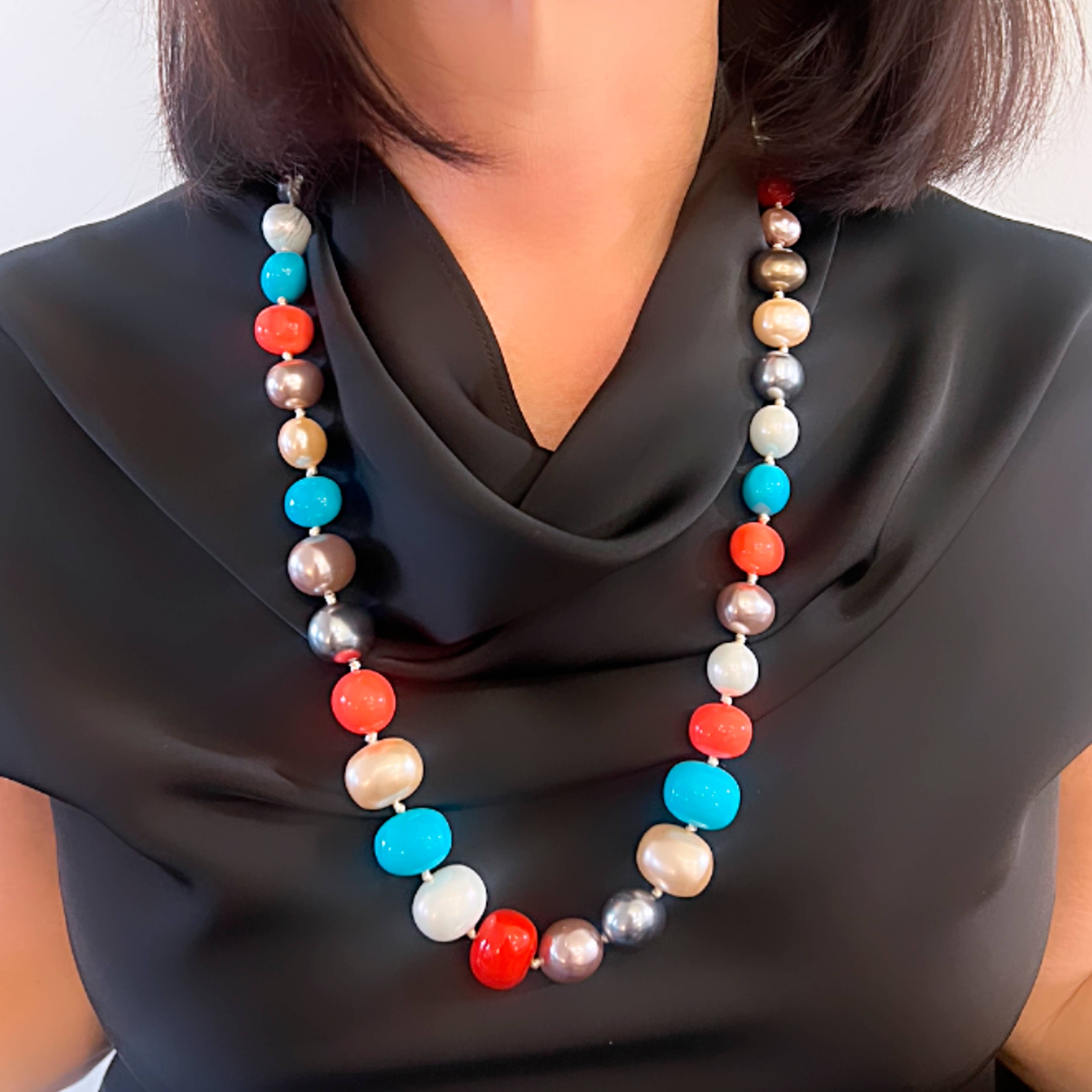 CC & Co by Catherine Canino - Wholesale Beaded/Pearl Necklace - Rainbow Pebble Necklace1
