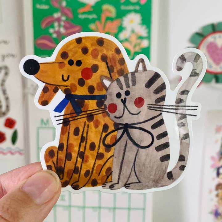 CAT&DOG klistermærke for engroshandel hos Daria Solak Illustrations