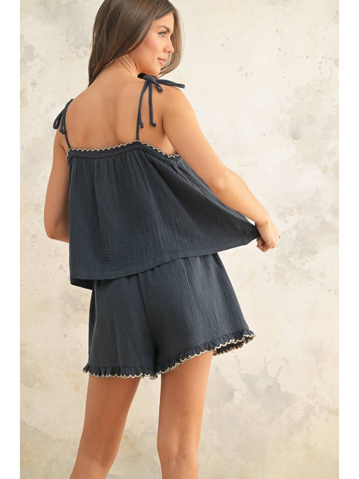 MIOU MUSE - Wholesale Shorts - Women's - P4965ST GAUZE SCALLOPE EDGE SHORTS7