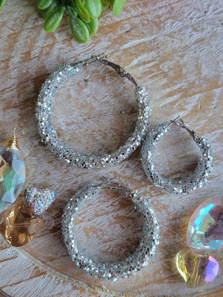 Silver Glitter Earrings for wholesale by JEMdesigns